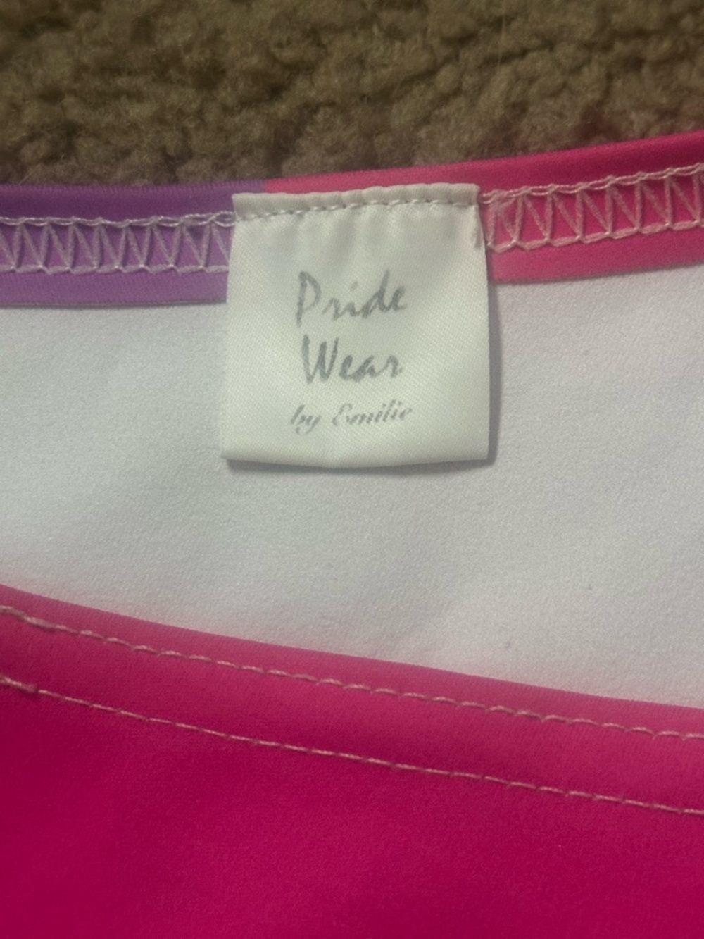 Size Small One-Shoulder Colorblock Crop Top — Pink, Purple & Blue - Picture 3 of 3